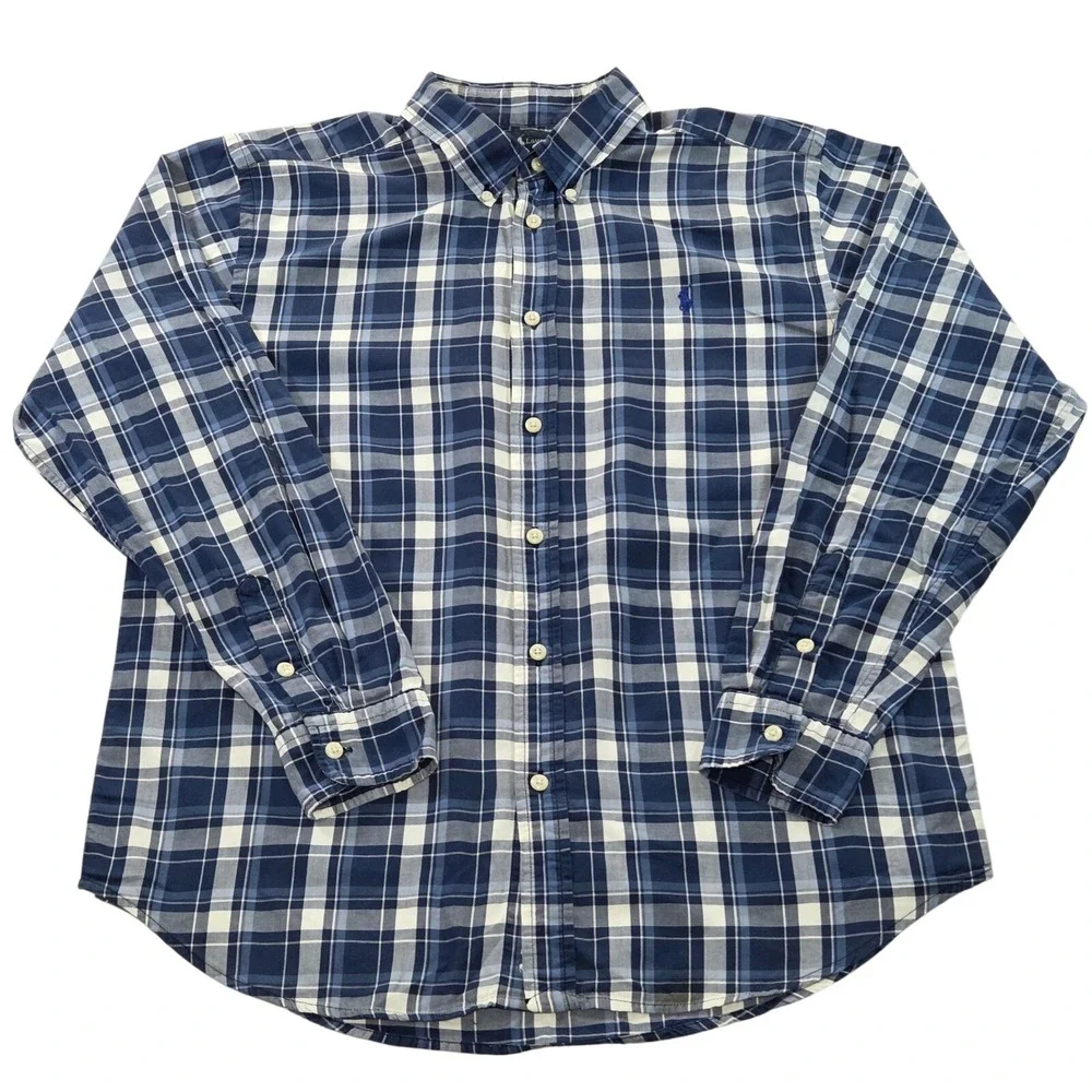 Ralph Lauren Kids XL (18-20) Blue Plaid Long Sleeve Button‎ Down Shirt